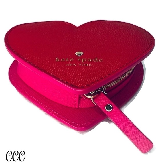 Kate Spade Heart of Gold Red Pink Coin Bag - Picture 12 of 16